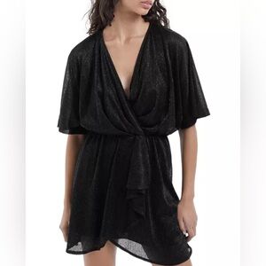 THE KOOPLES • Black sheer wrap dress with draped details